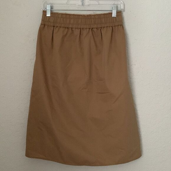 Zara Basic Tan Zip Front Elastic Waist Two Pockets Sides Size S - Picture 2 of 9